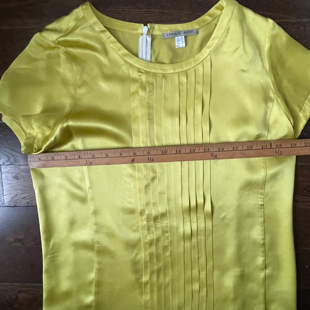 Stunning Emanuel Berg Citrine Yellow 100% Silk Short Sleeve Blouse-8 - Picture 6 of 9